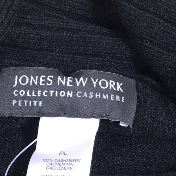 Jones New York NEW 100% Cashmere Sweater Cowl Shawl Collar Ribbed Minimalist P L - Picture 5 of 15